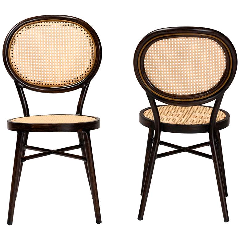 Image 7 Thalia Dark Brown Beige Outdoor Dining Chairs Set of 2 more views