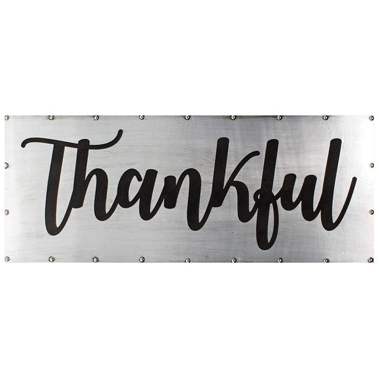 Thankful 36&quot; Wide Black and Gray Metal Wall Art