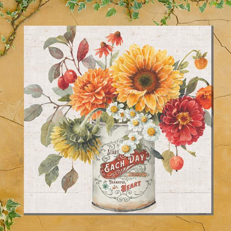 Image 1 Thankful Heart 24" Square Outdoor Canvas Wall Art