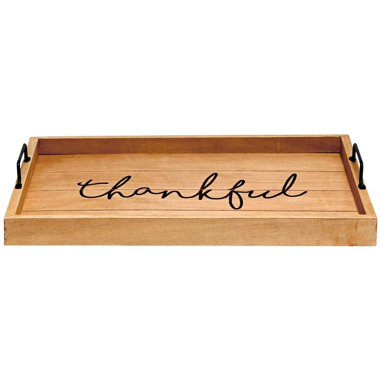 Image 2 Thankful inch Decorative Wood Serving Tray