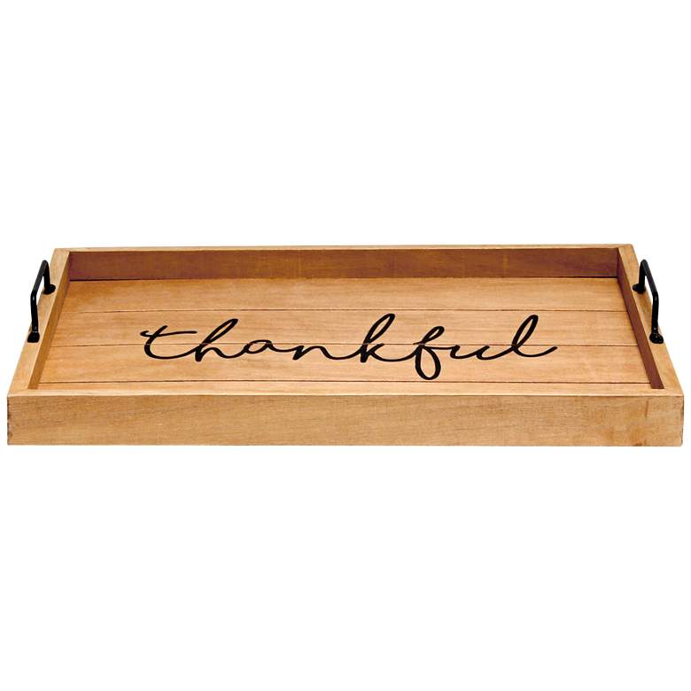 Image 2 Thankful" Decorative Wood Serving Tray
