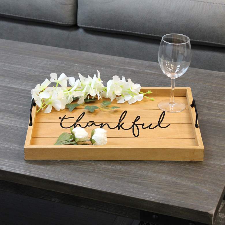 Image 1 Thankful inch Decorative Wood Serving Tray