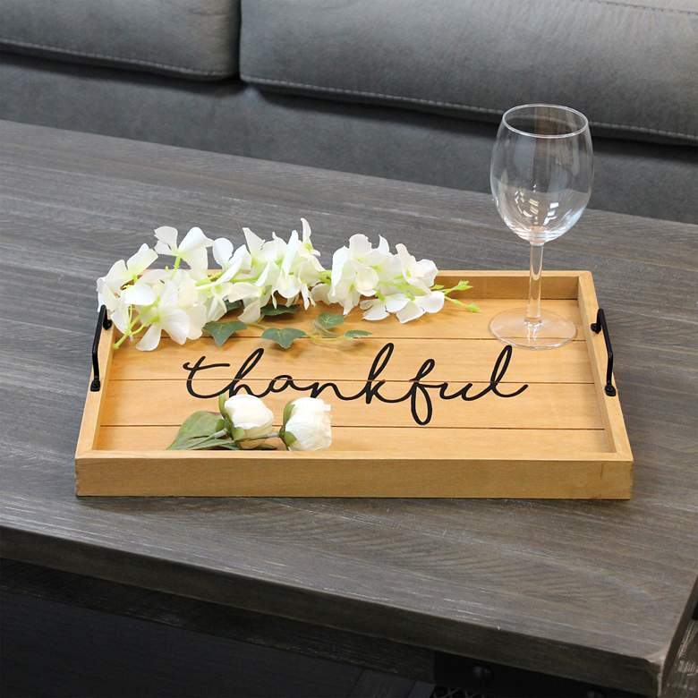 Image 1 Thankful" Decorative Wood Serving Tray