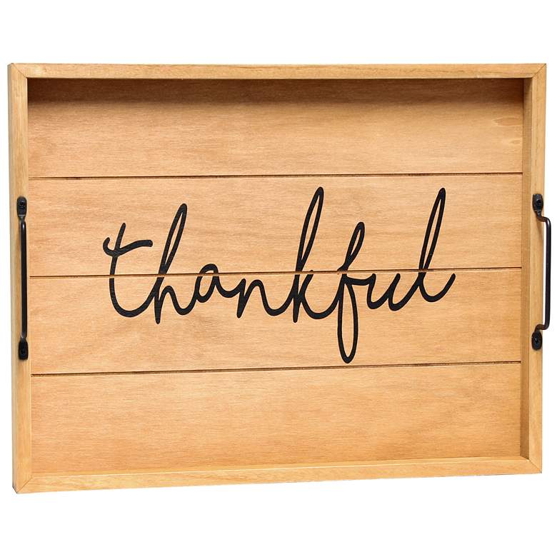 Image 6 Thankful inch Decorative Wood Serving Tray more views