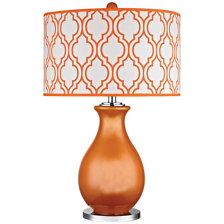 Image 1 Thatcham Tangerine Orange Glass Table Lamp