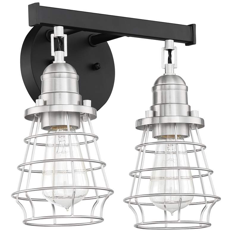 Image 1 Thatcher 2 Light Vanity in Flat Black/Brushed Polished Nickel