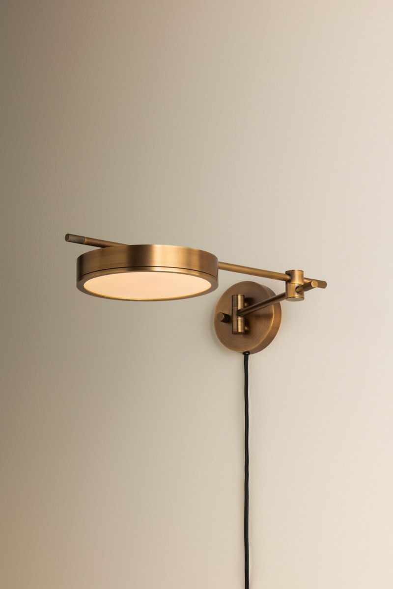 Thatcher 4 3/4" High Patina Brass Plug-In LED Wall Sconce Image 2