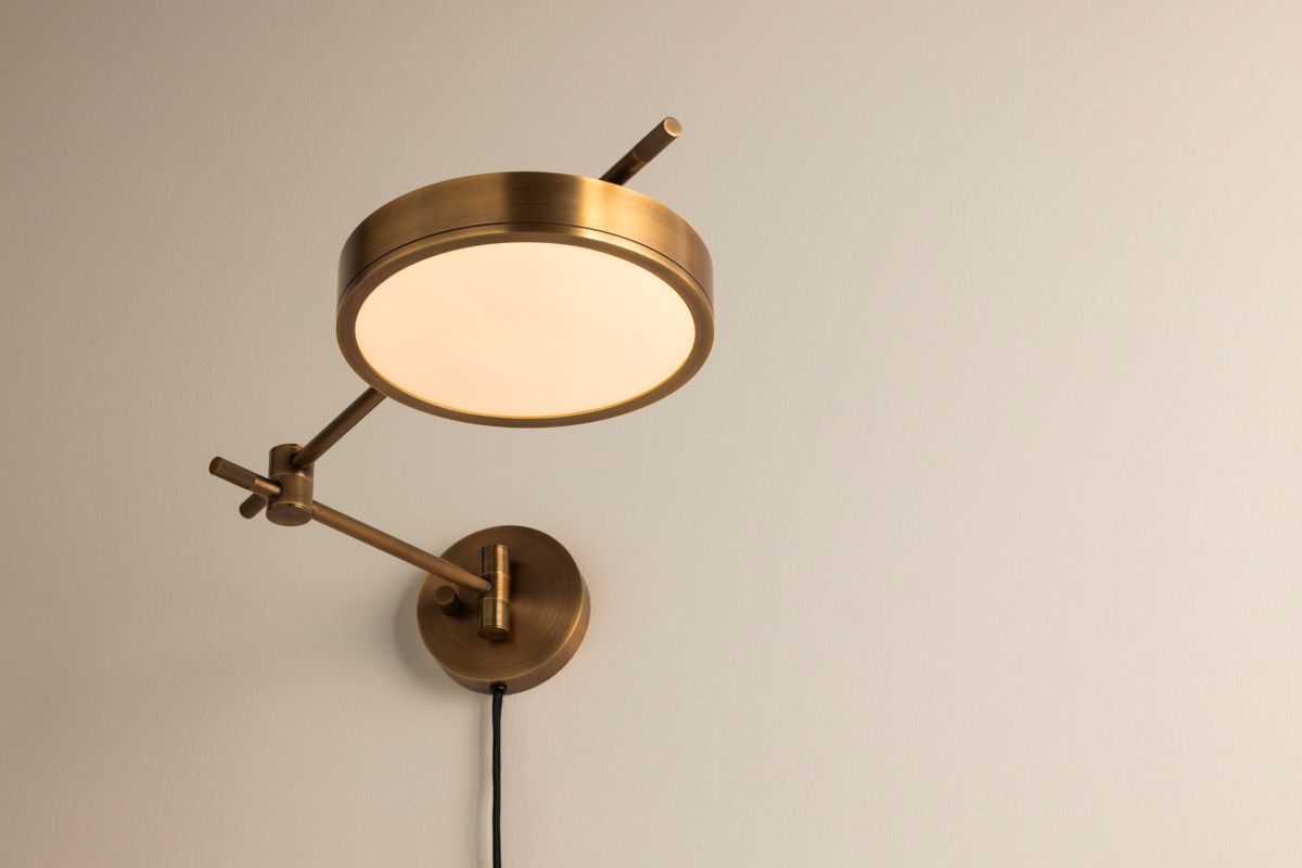 Thatcher 4 3/4" High Patina Brass Plug-In LED Wall Sconce Image 5
