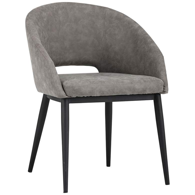 Image 3 Thatcher Antique Gray Faux Leather and Black Modern Dining Chair
