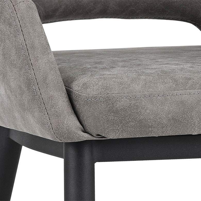 Image 7 Thatcher Antique Gray Faux Leather and Black Modern Dining Chair more views