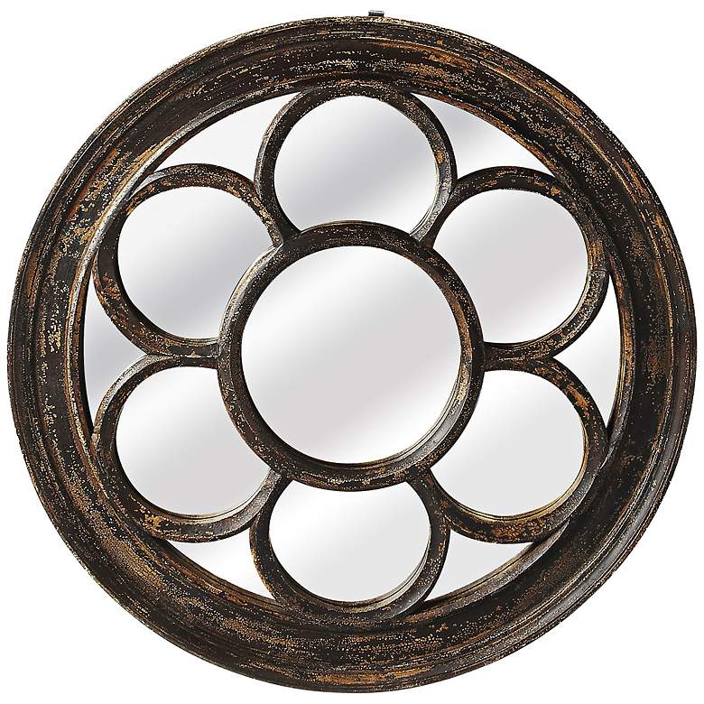 Image 1 Thatcher Reclaimed Wood 33 1/2 inch Round Wall Mirror