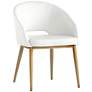 Thatcher White Faux Leather and Antique Brass Dining Chair in scene