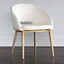 Thatcher White Faux Leather and Antique Brass Dining Chair in scene