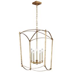 Thayer 19 1/4&quot; Wide 5-Light Lantern Cage Antique Gild Gold Chandelier