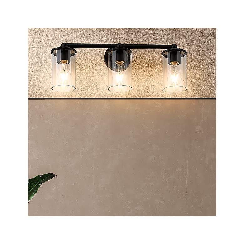 Image 1 Thayer 22 1/2" Wide Matte Black 3-Light Vanity Bath Light