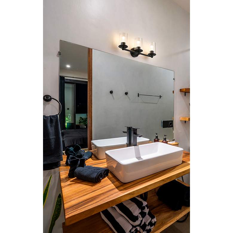 Image 3 Thayer 22 1/2" Wide Matte Black 3-Light Vanity Bath Light more views