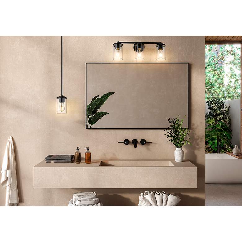 Image 4 Thayer 22 1/2" Wide Matte Black 3-Light Vanity Bath Light more views