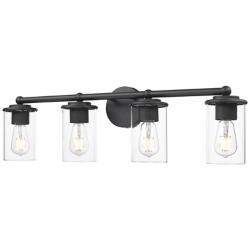 Thayer 30 3/4" Wide Matte Black 4-Light Bath Light