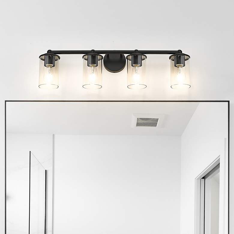 Image 2 Thayer 30 3/4" Wide Matte Black 4-Light Bath Light