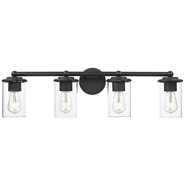 Image 6 Thayer 30 3/4" Wide Matte Black 4-Light Bath Light more views