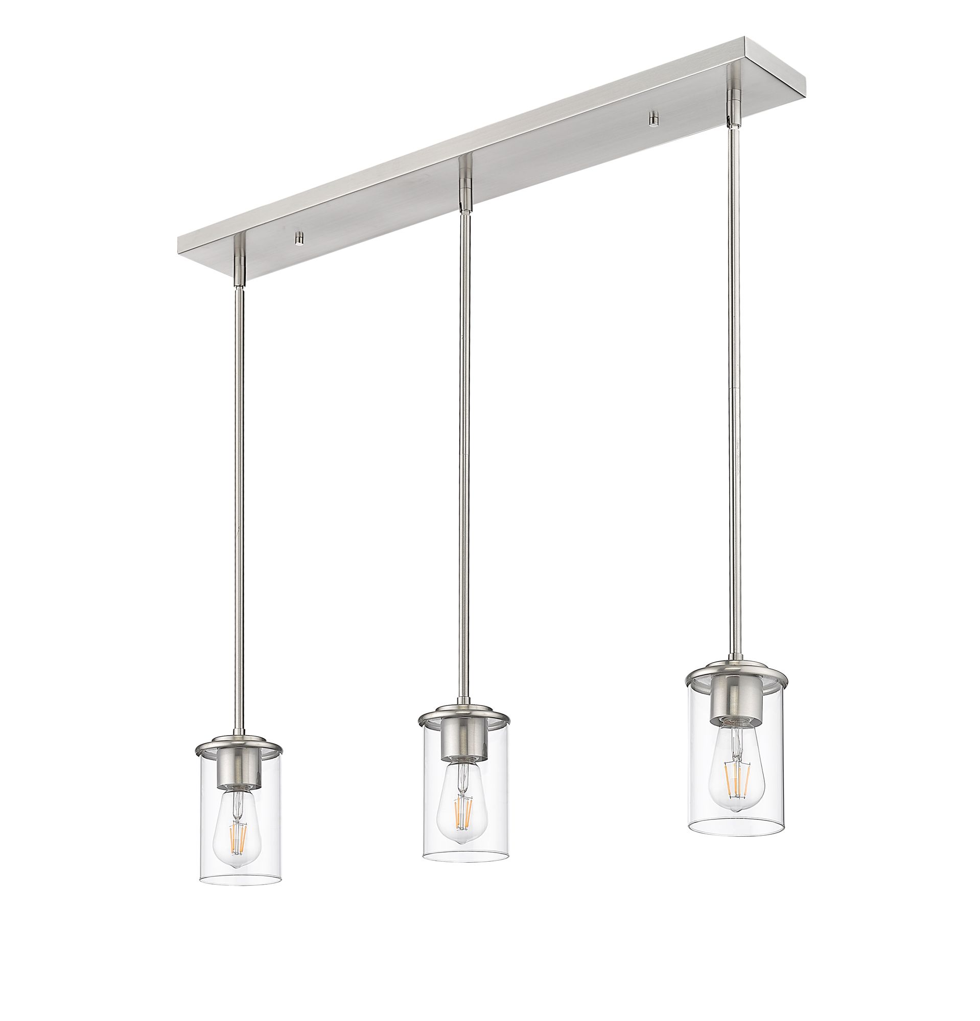 Thayer 34" Wide Brushed Nickel 3-Light Pendant in scene