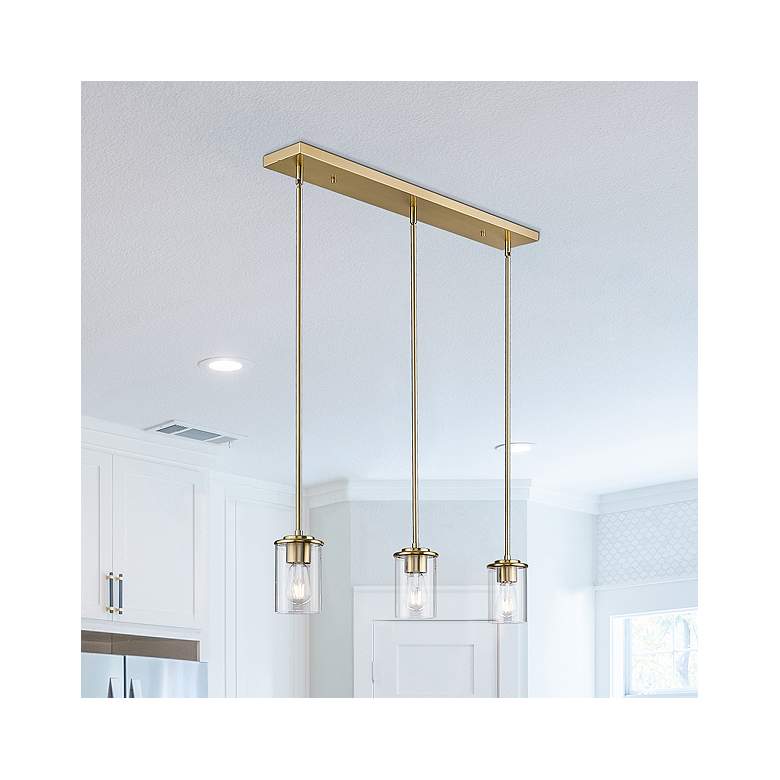 Image 1 Thayer 34" Wide Luxe Gold 3-Light Pendant