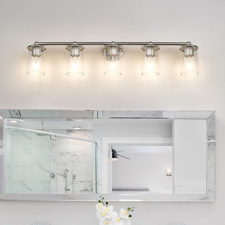 Image 1 Thayer 39" Wide Brushed Nickel 5-Light Bath Light