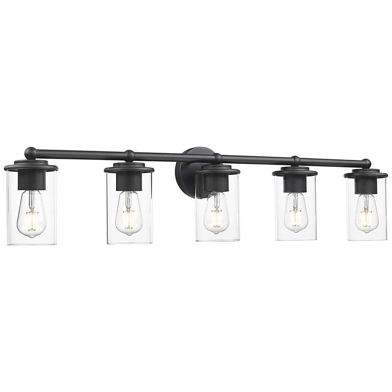 Image 3 Thayer 39" Wide Matte Black 5-Light Vanity Bath Light