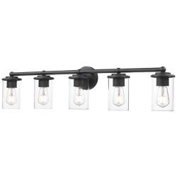 Thayer 39" Wide Matte Black 5-Light Vanity Bath Light