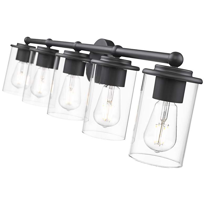 Image 5 Thayer 39" Wide Matte Black 5-Light Vanity Bath Light more views