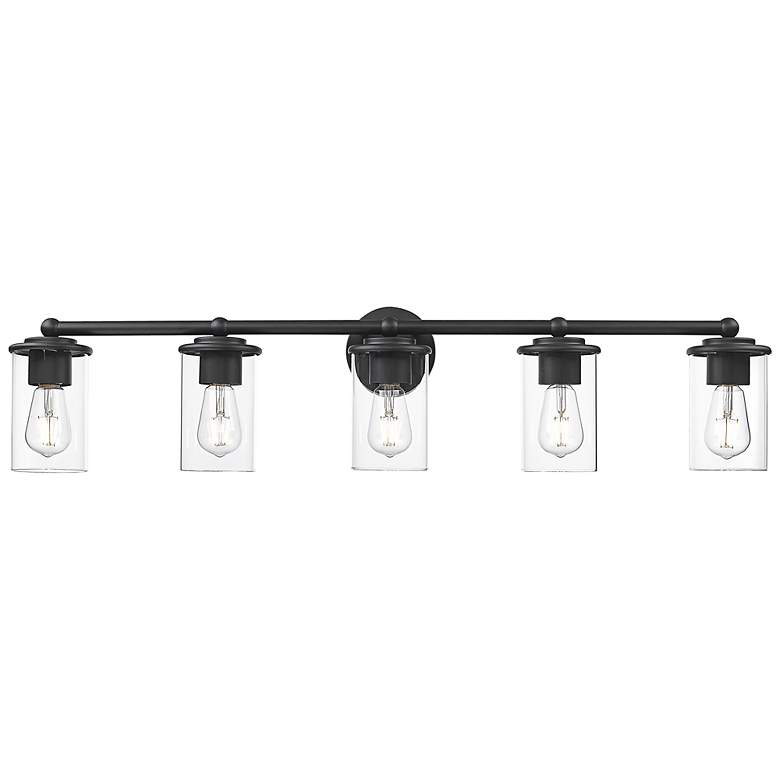 Image 6 Thayer 39" Wide Matte Black 5-Light Vanity Bath Light more views