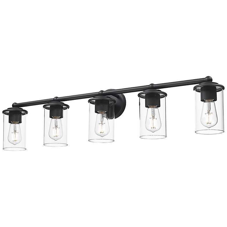 Image 7 Thayer 39" Wide Matte Black 5-Light Vanity Bath Light more views