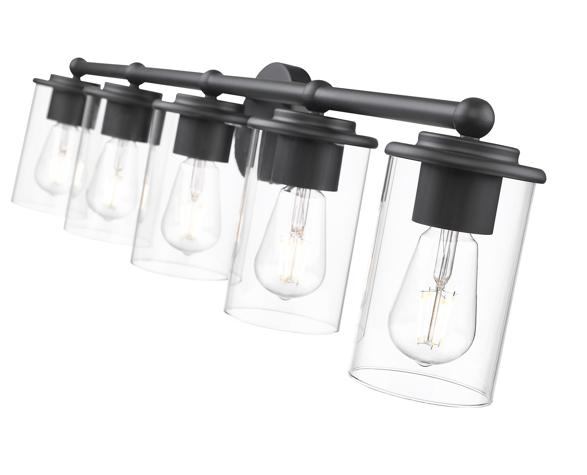 Thayer 39" Wide Matte Black 5-Light Vanity Bath Light in scene