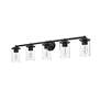 Thayer 39" Wide Matte Black 5-Light Vanity Bath Light in scene