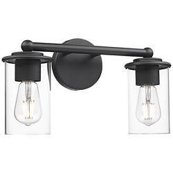 Thayer 8 3/4" High Matte Black 2-Light Wall Sconce