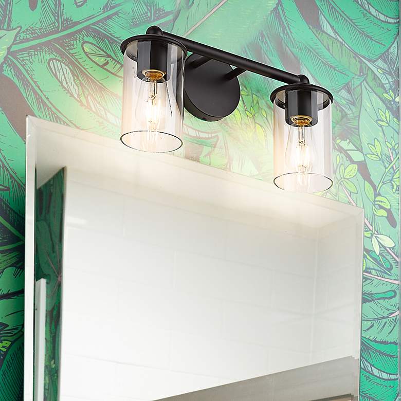 Image 2 Thayer 8 3/4" High Matte Black 2-Light Wall Sconce