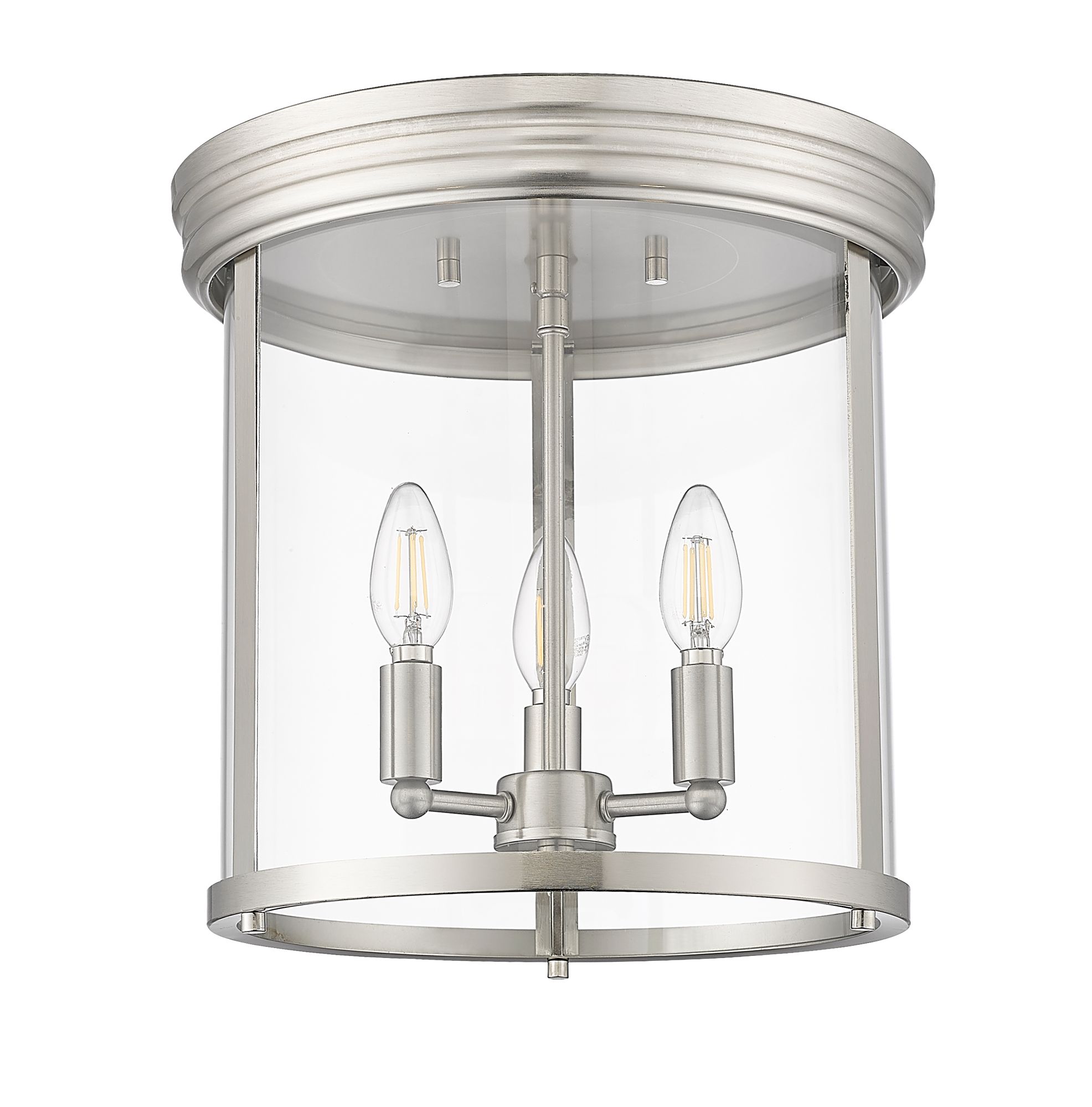 Thayer by Z-Lite Brushed Nickel 3 Light Flush Mount in scene