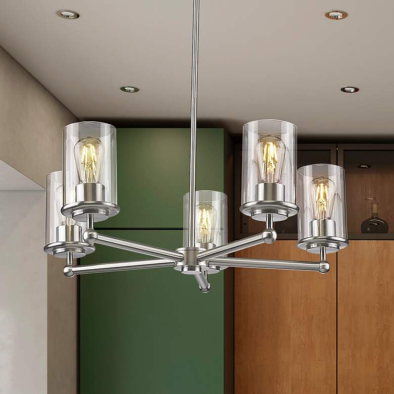 Image 1 Thayer by Z-Lite Brushed Nickel 5 Light Chandelier