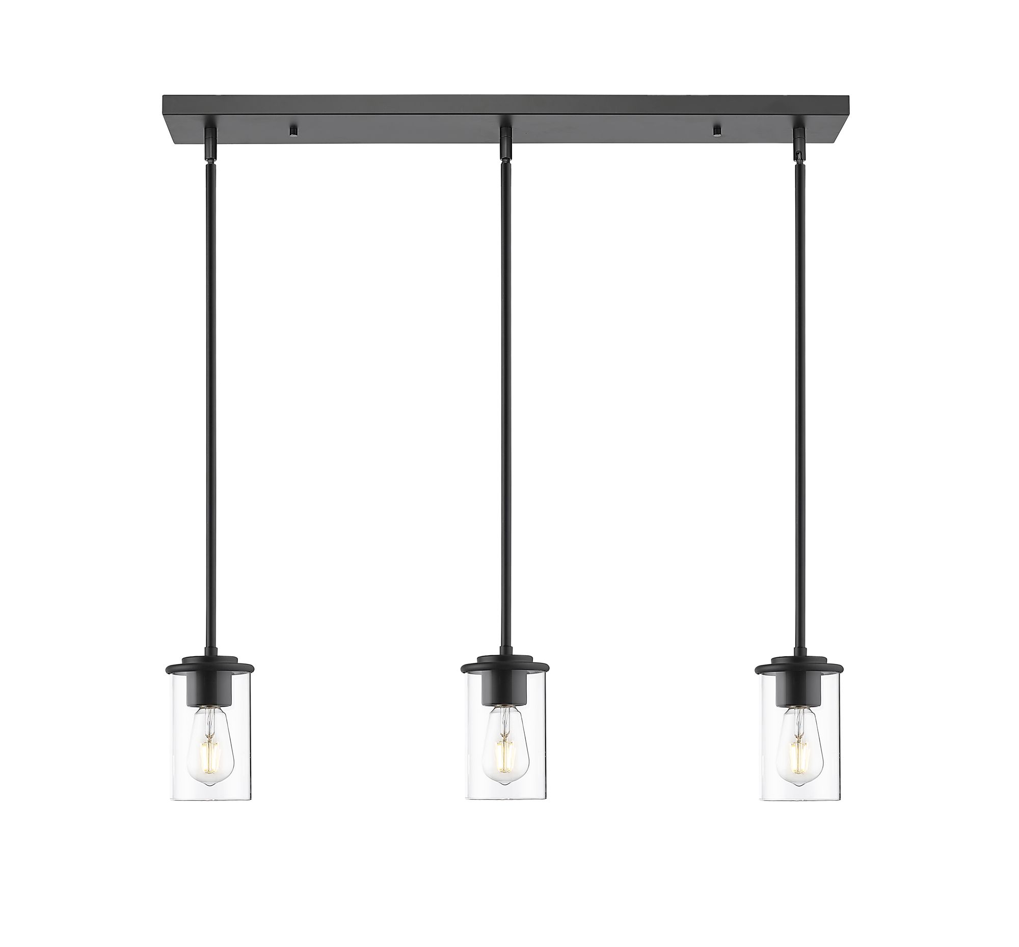 Thayer by Z-Lite Matte Black 3 Light Pendant in scene