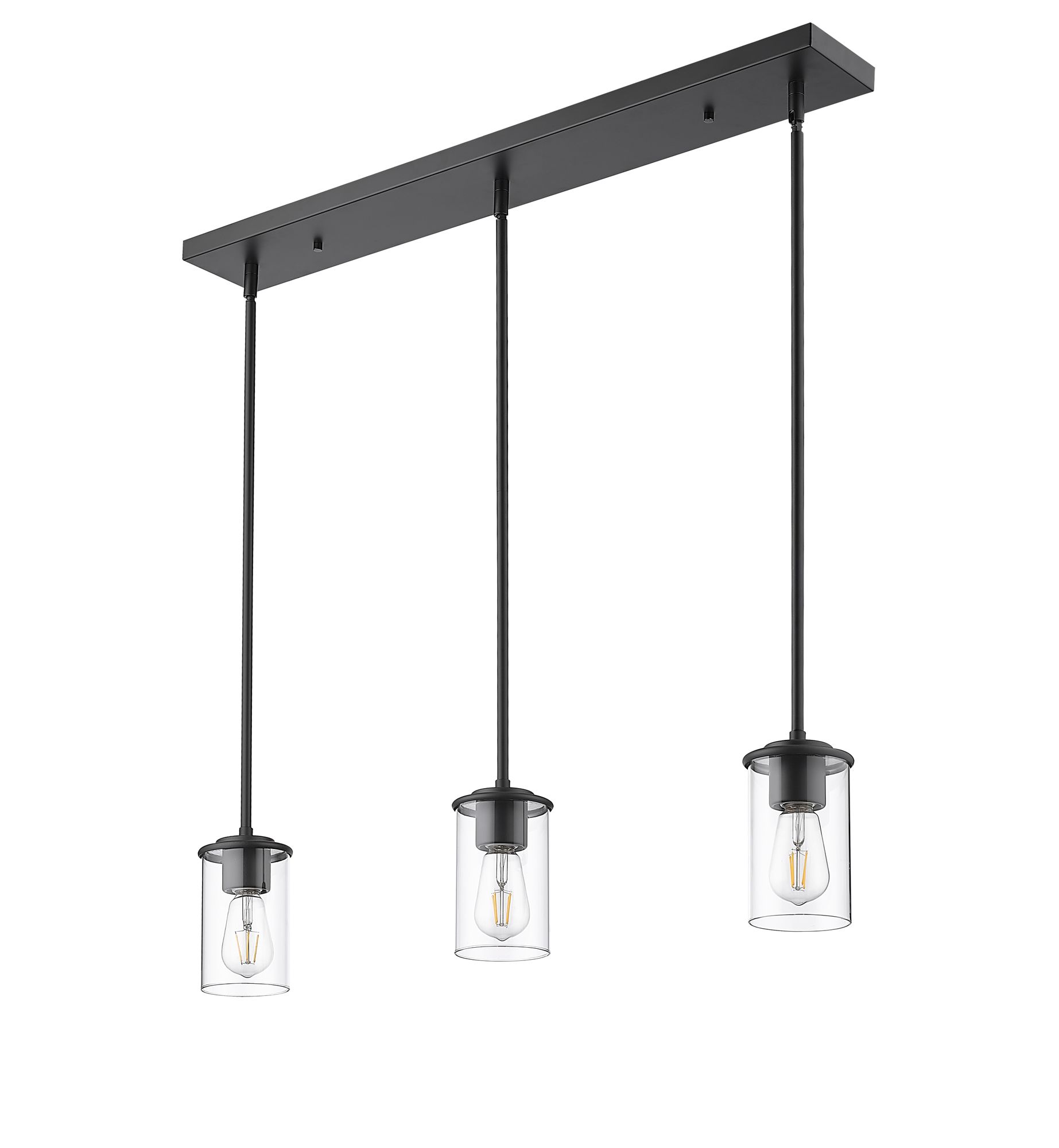 Thayer by Z-Lite Matte Black 3 Light Pendant in scene