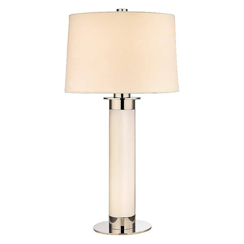 Image 1 Thayer Large Polished Nickel Table Lamp with Cream Shade