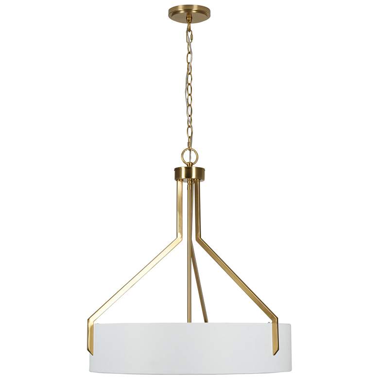 Image 1 Thayne 24" Wide 5-Light Brushed Gold Drum Pendant