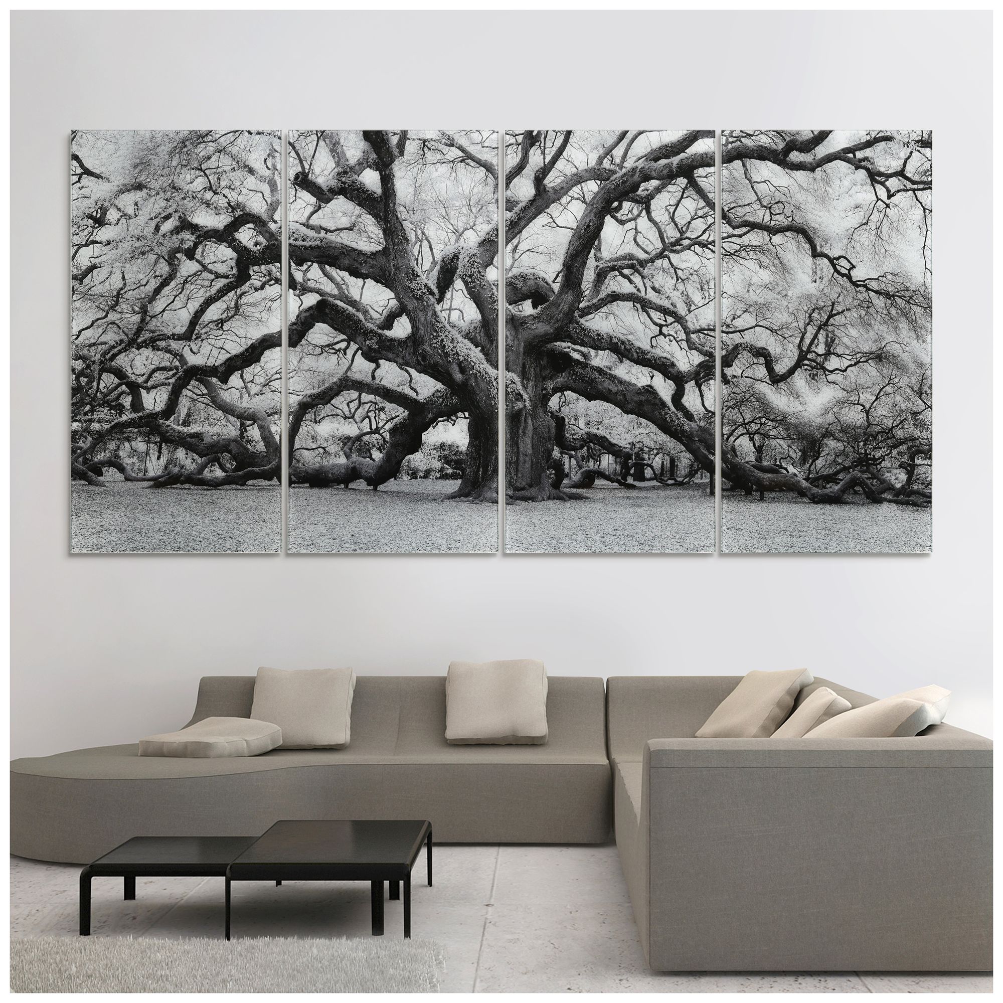 Image 3 The Angel Oak ABCD Frameless Reverse Printed Tempered Glass Wall Art Set more views