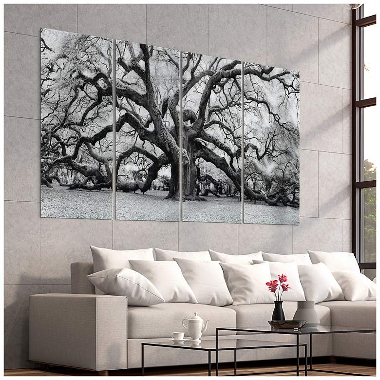 Image 5 The Angel Oak ABCD Frameless Reverse Printed Tempered Glass Wall Art Set more views