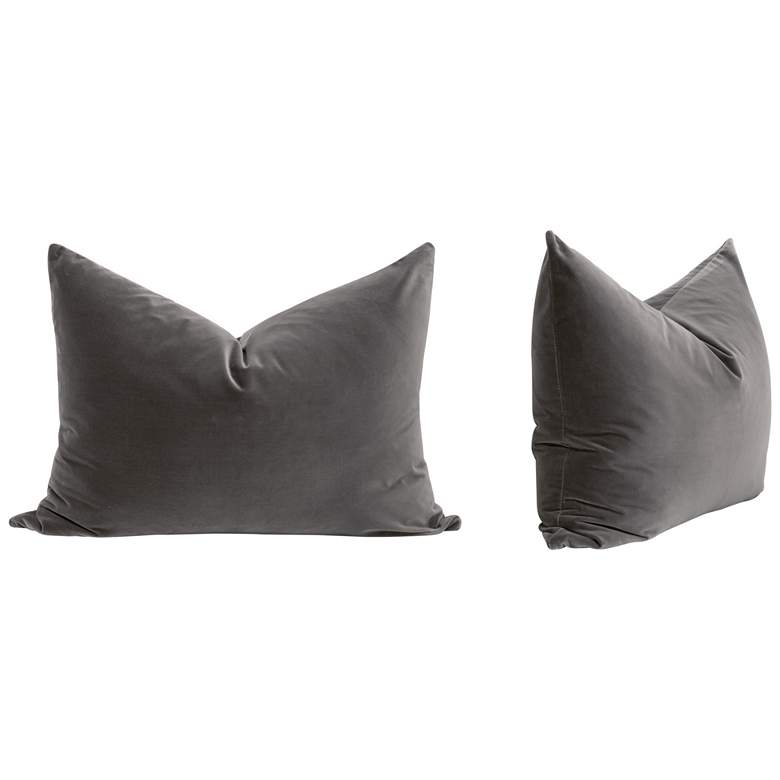 Image 1 The Basic 34" Essential Dutch Pillow, Dark Dove Velvet, Set of 2