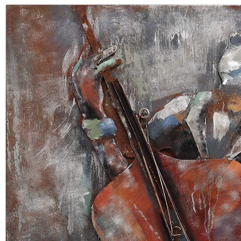 Image 3 The Bassist 48" High Mixed Media Metal Dimensional Wall Art more views