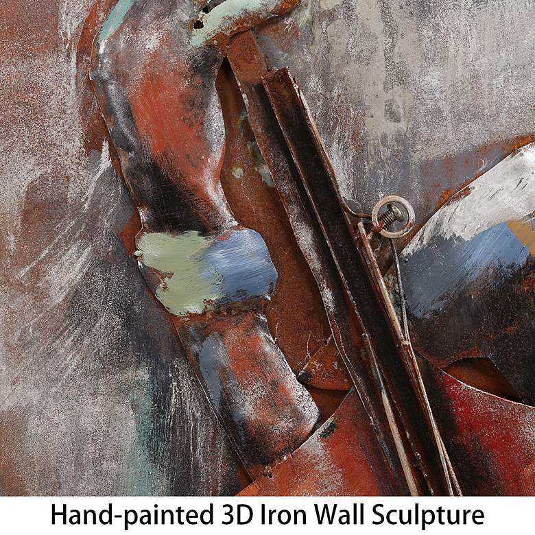 Image 4 The Bassist 48" High Mixed Media Metal Dimensional Wall Art more views