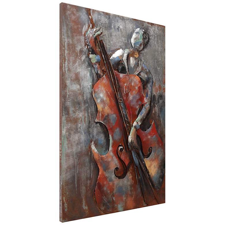 Image 6 The Bassist 48" High Mixed Media Metal Dimensional Wall Art more views