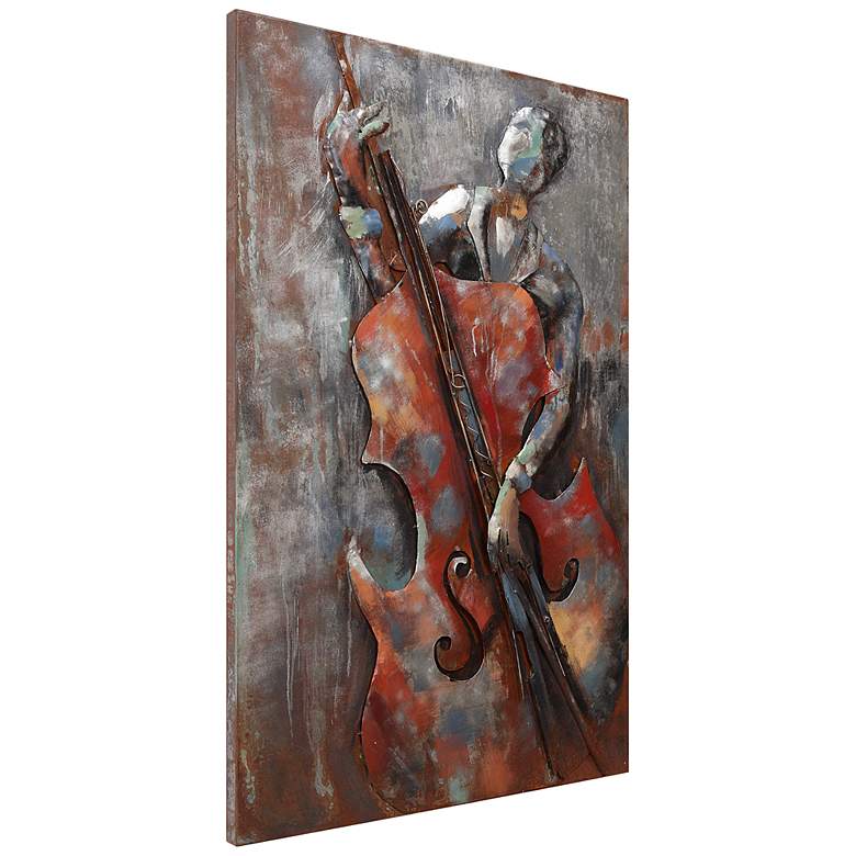 Image 6 The Bassist 48 inch High Mixed Media Metal Dimensional Wall Art more views