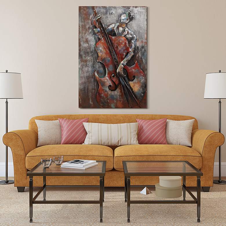 Image 7 The Bassist 48 inch High Mixed Media Metal Dimensional Wall Art more views